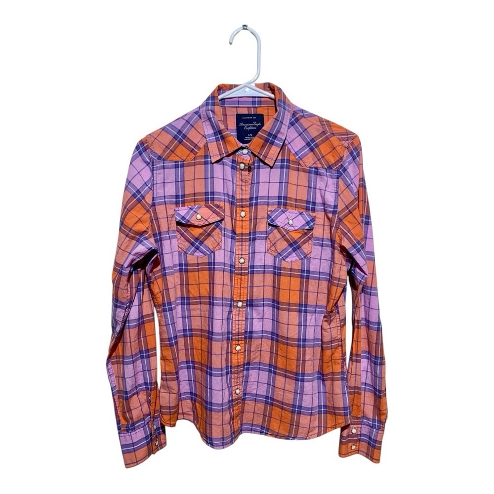 Women’s Am. Eagle Outfitters Plaid Western Core Snap Front Long Sleeve